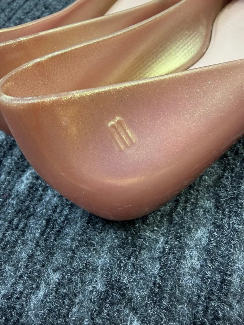 Mel Dreamed by Melissa Rose Gold Bow Jelly Ballet Flats Women’s US 1
